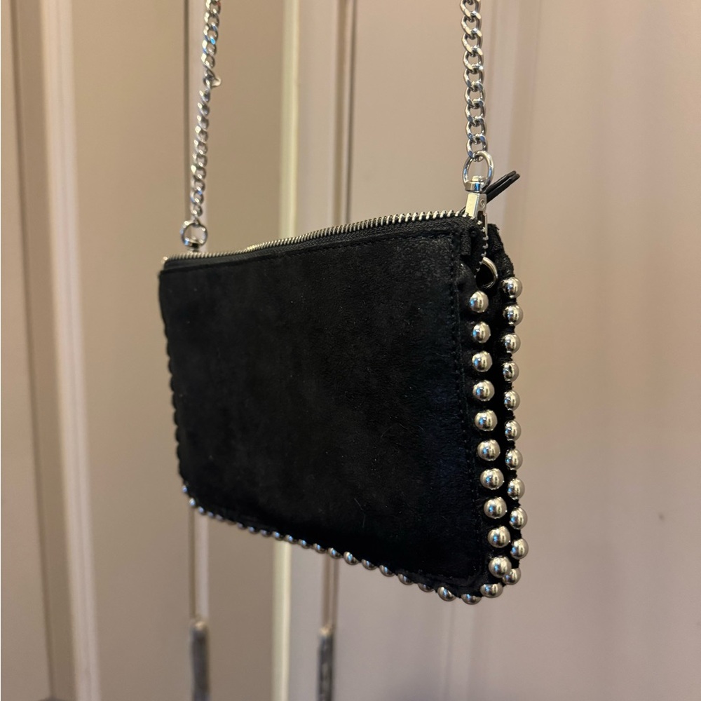 Black Suede Chain Crossbody Bag
